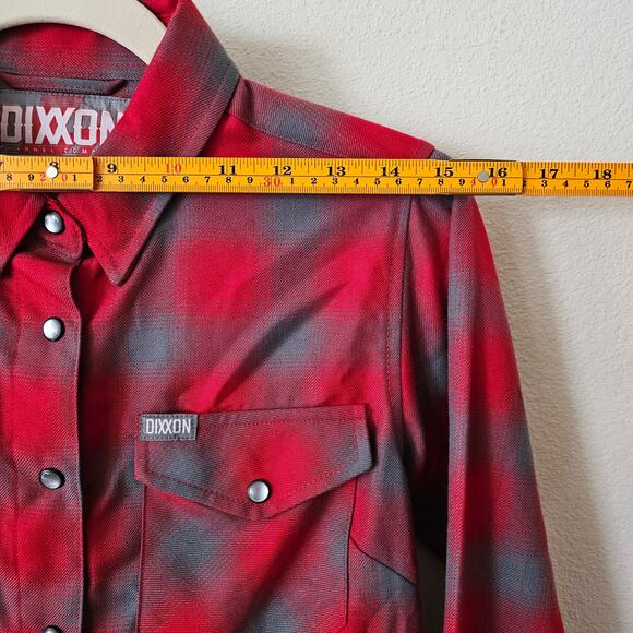 DIXXON NWT Men's Pulaski Red Gray Pearl Snap Flannel Button Shirt Sz S - Picture 12 of 15